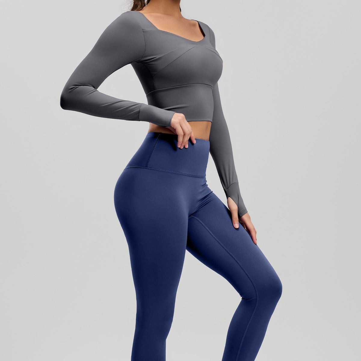 Spring And Summer Spliced Yoga Long-Sleeved Set