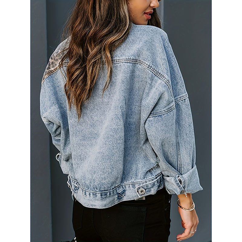 Chaqueta vaquera corta desgastada para mujer