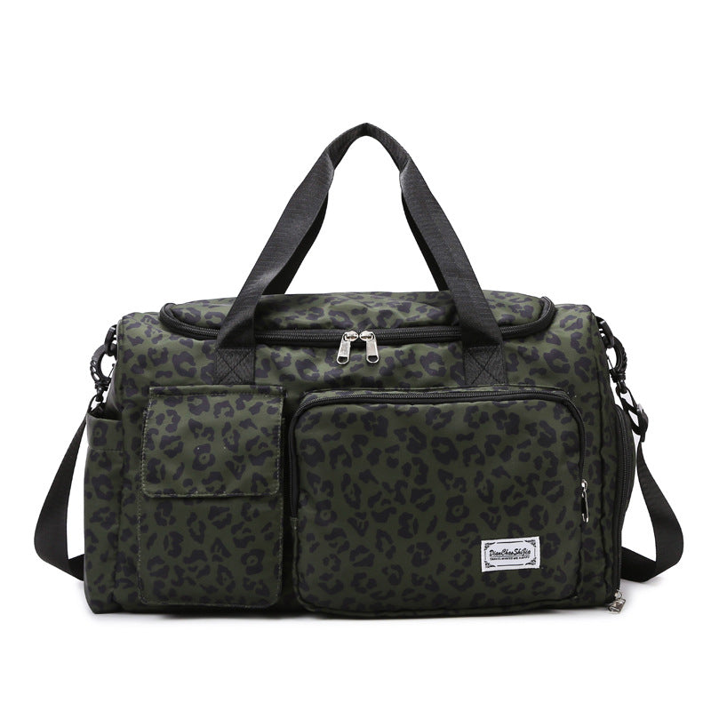 Leopard Print Large Capacity Travel Shoulder Bag Zebra Print Retro