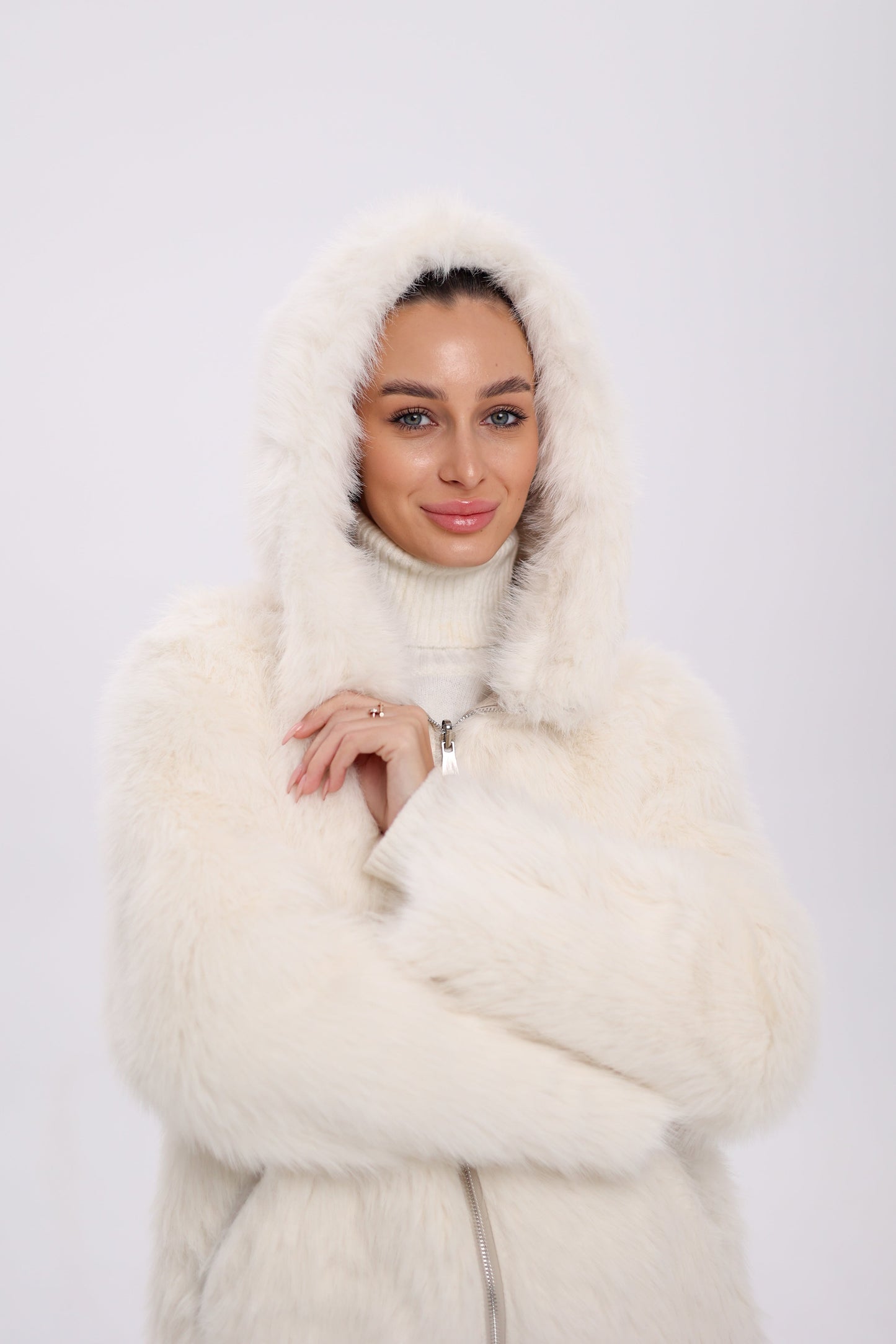 ⇆ Chaqueta Reversible con Capucha de Mezcla de Lana