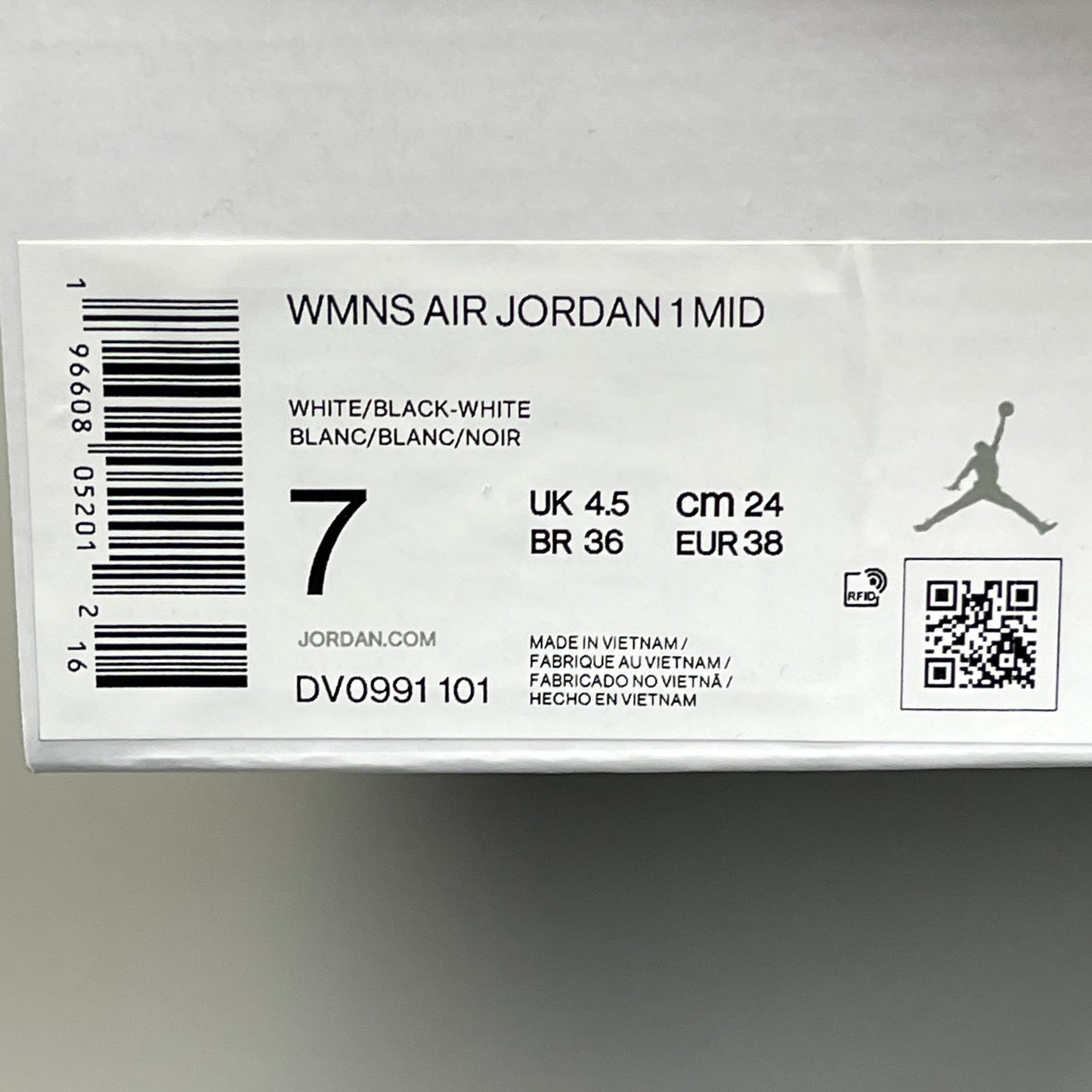 NIKE AIR JORDAN 1 Mid Panda Women's Sz 7 Black / White DV0991-101 (New)