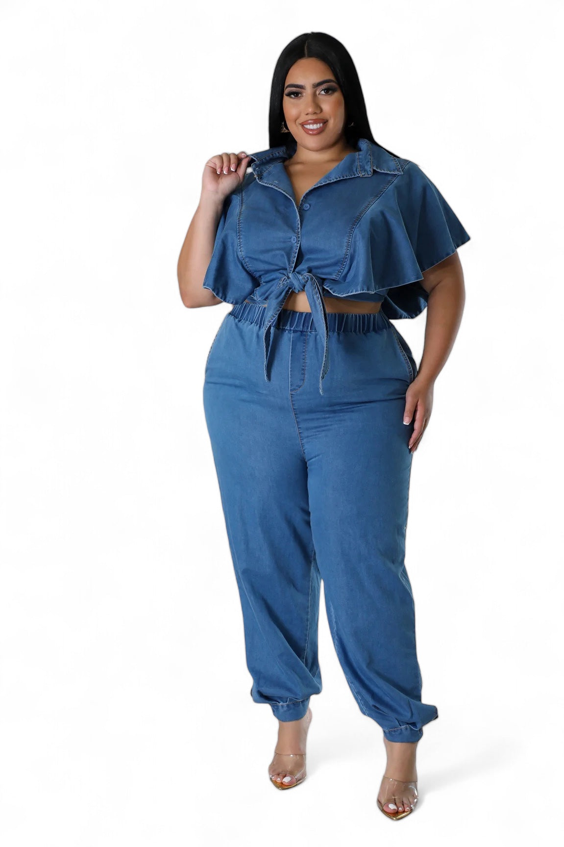 Conjunto de pantalón vaquero para curvas