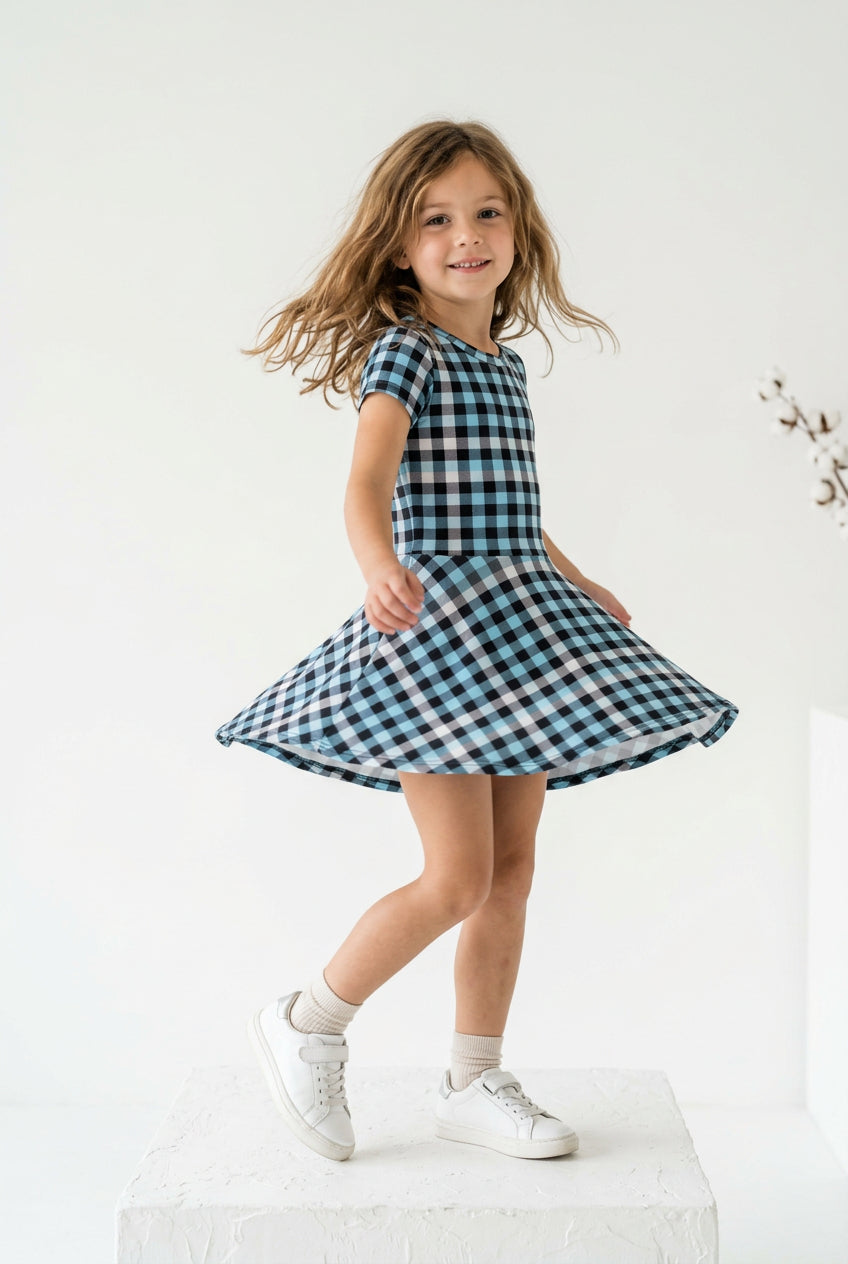 Tweenstyle by Stoopher - Blue Gingham Skater Dress