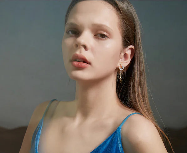 Pendientes de Estrella y Luna de Primavera para Mujer - Estilo a la Moda