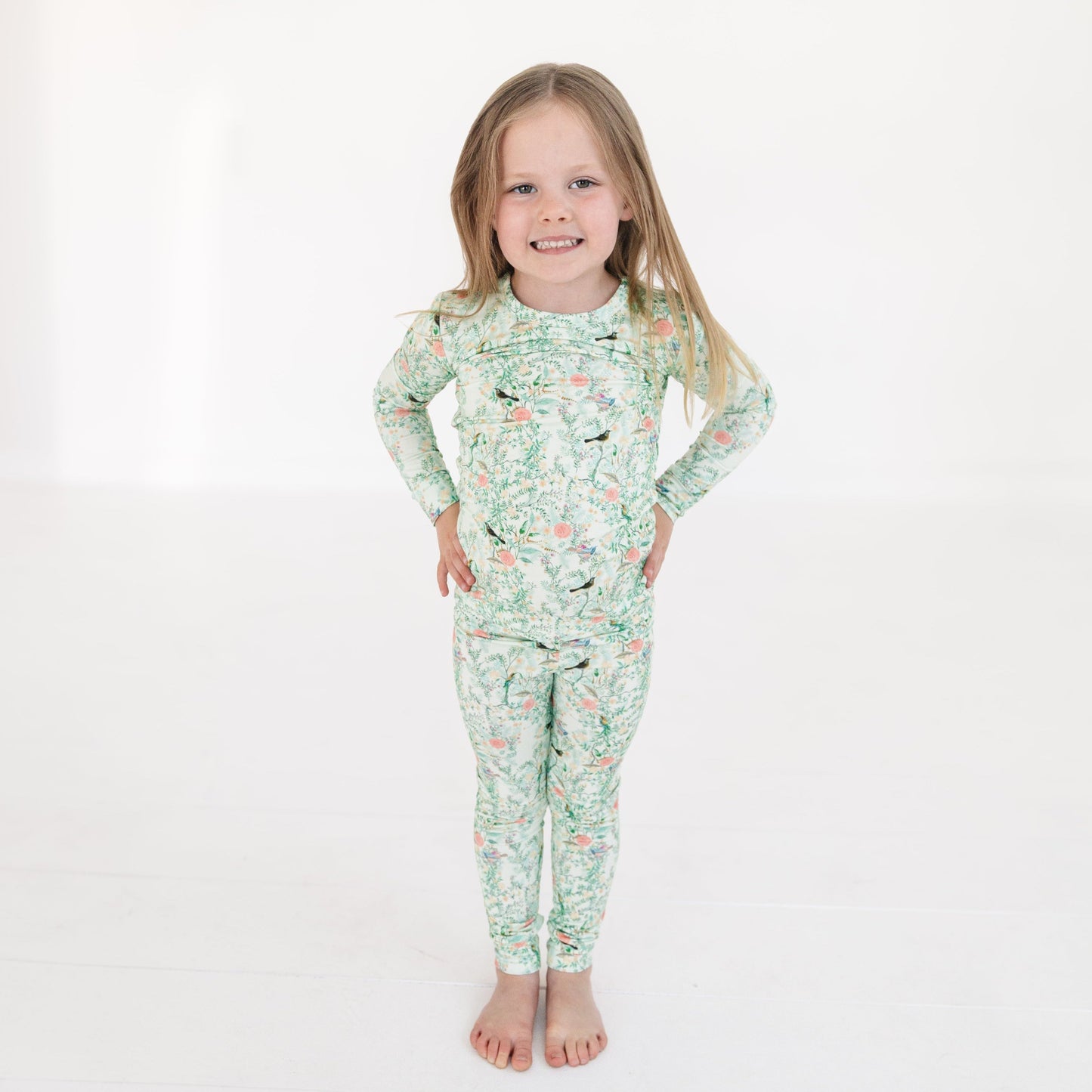 Conjunto de pijama de bambú Sage Blossom para niños pequeños