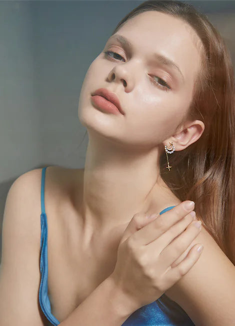 Pendientes de Estrella y Luna de Primavera para Mujer - Estilo a la Moda