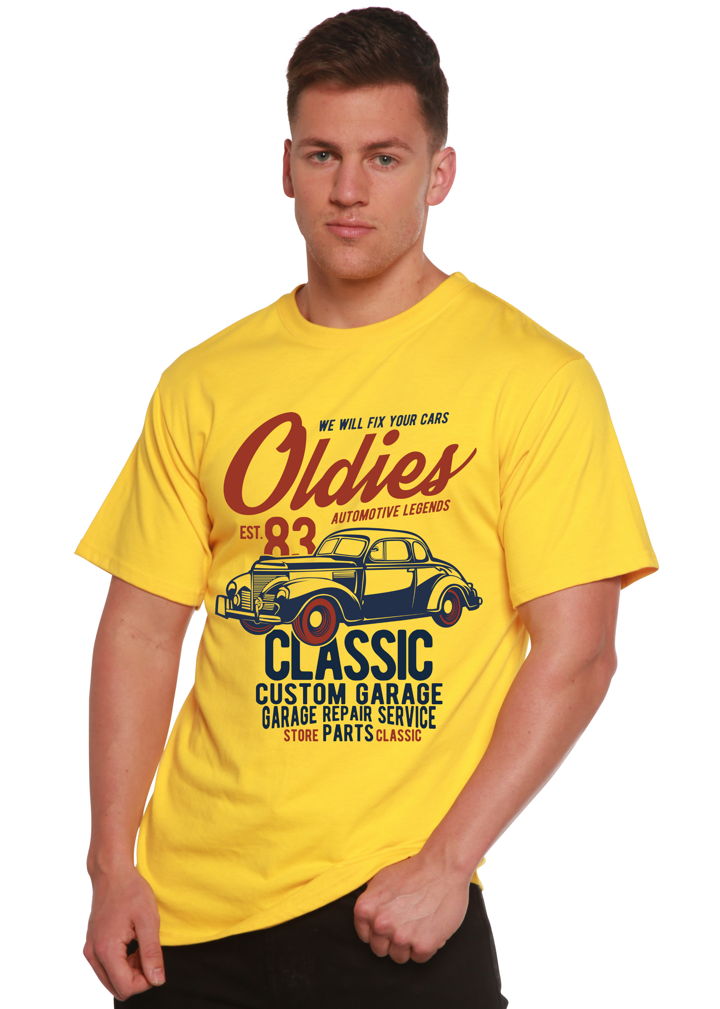 Camiseta gráfica de manga corta Oldies Spun Bamboo® de viscosa de bambú/algodón orgánico para hombre