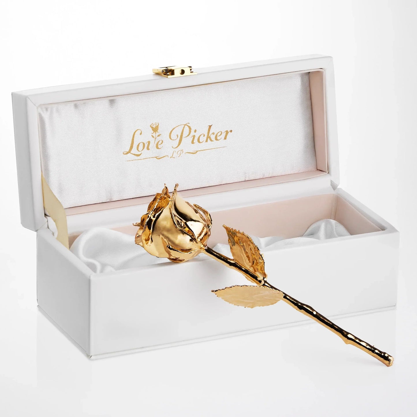 7" Electroplated 24K Gold Real Rose in vegan Leather Gift Box (Multiple Colors)