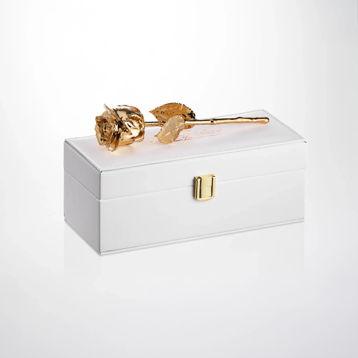 7" Electroplated 24K Gold Real Rose in vegan Leather Gift Box (Multiple Colors)