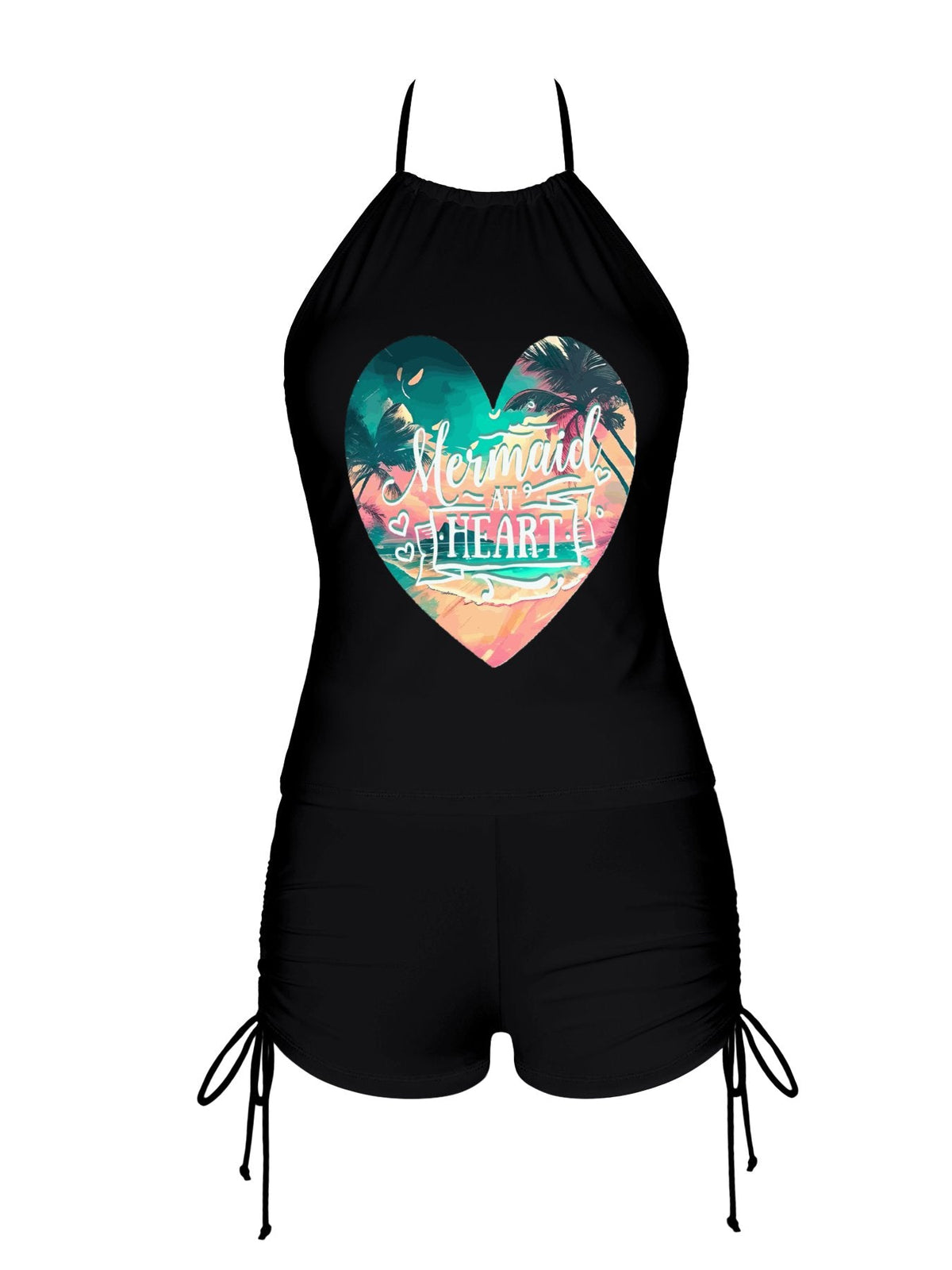 Mermaid at Heart Tankini Swimsuit with Shorts for Women (Front Printing)