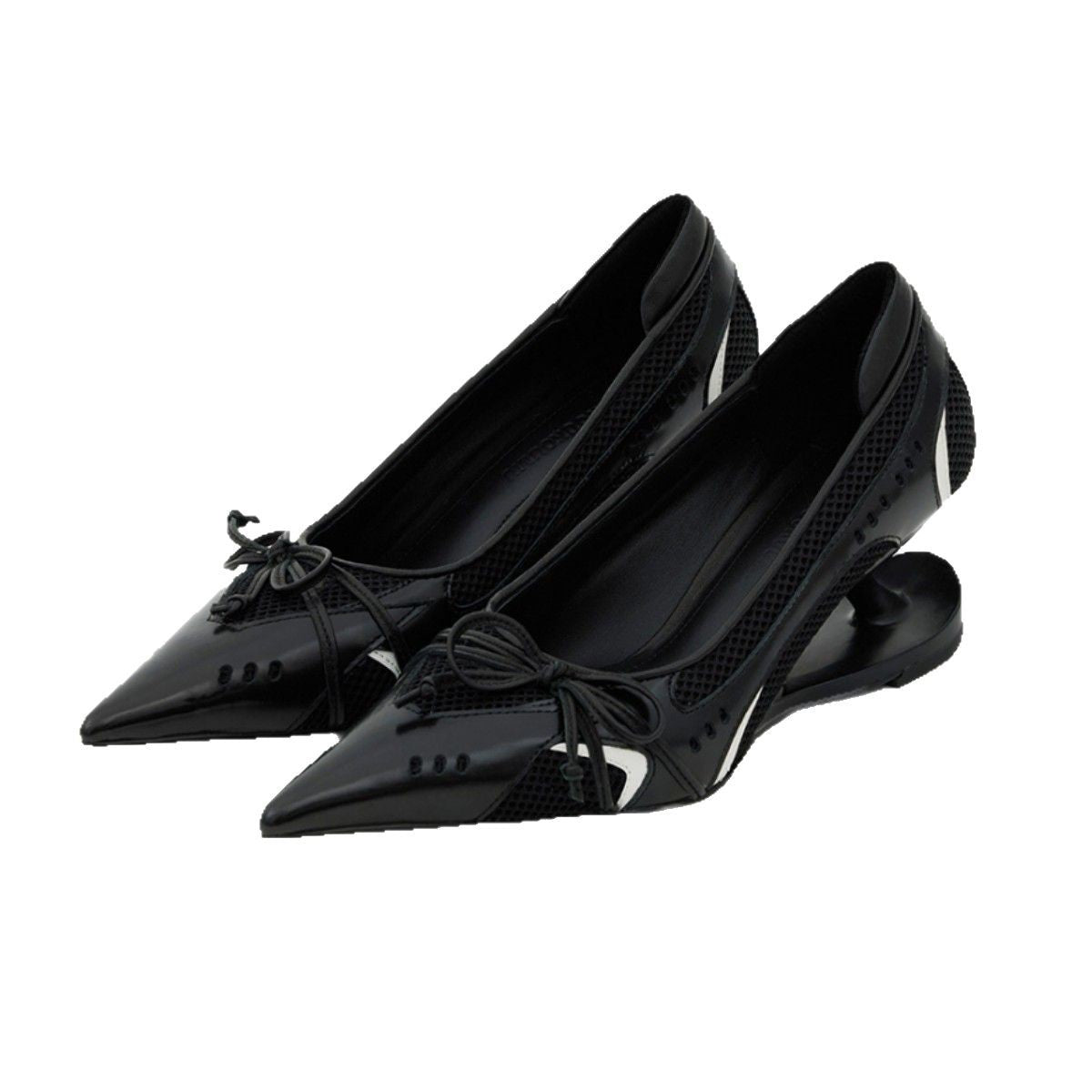 Retro Pointed-Toe Heels with Sculptural