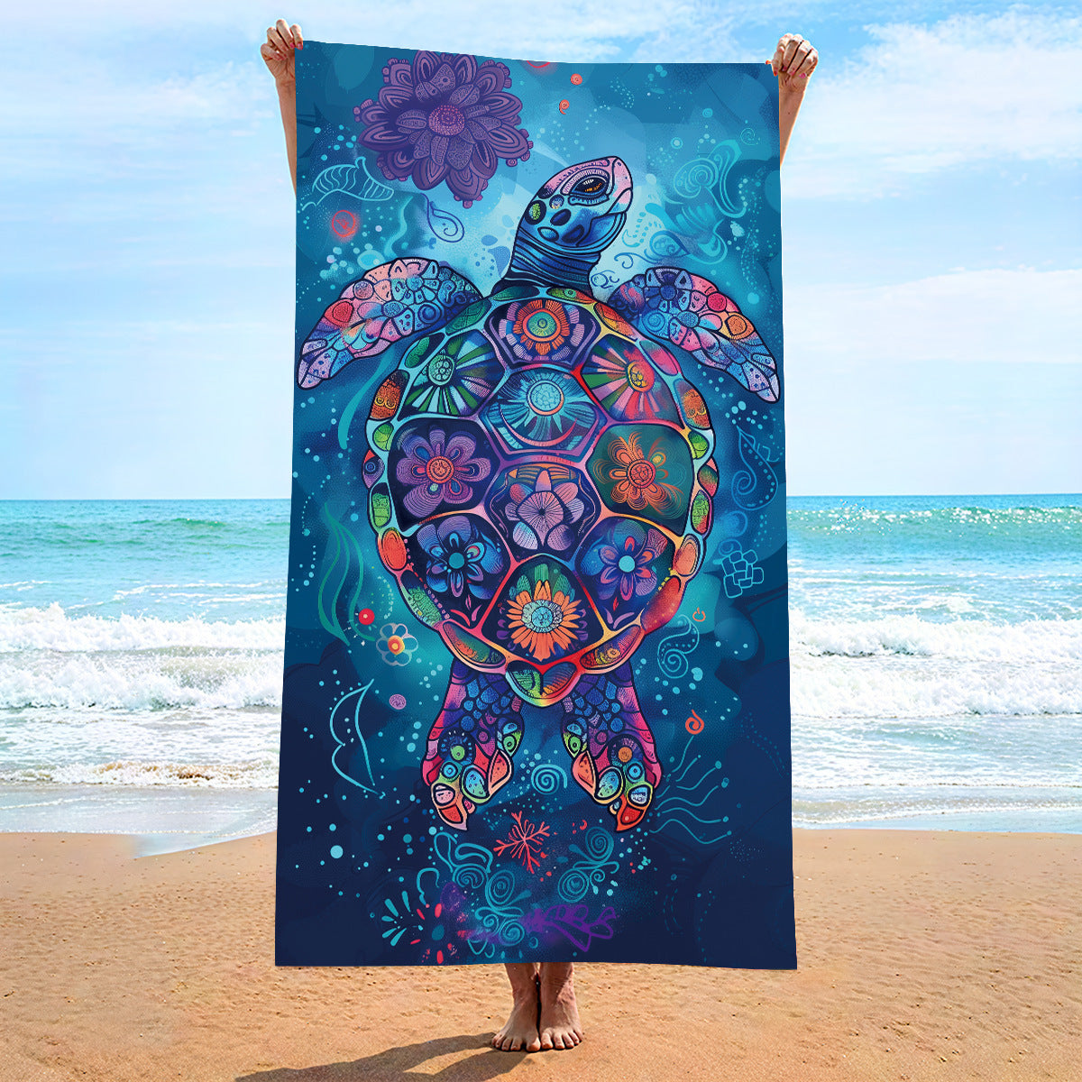 Moisture Absorption Quick-drying And Soft Skin-friendly Double-sided Velvet Beach Towel Polyester Brocade