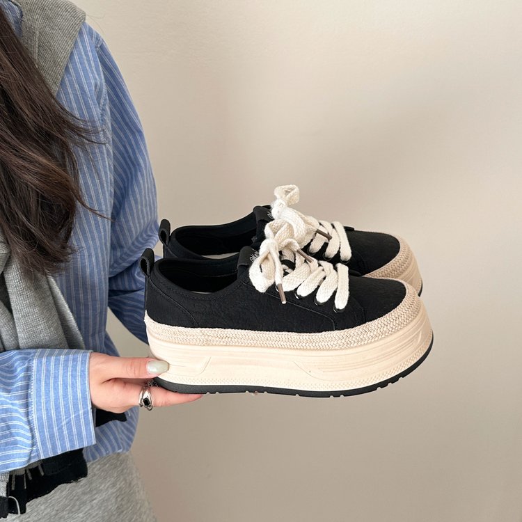 Women Summer New Casual Breathable Fashion Trendy Women Shoes, Thick Sole Biscuit Canvas Shoes