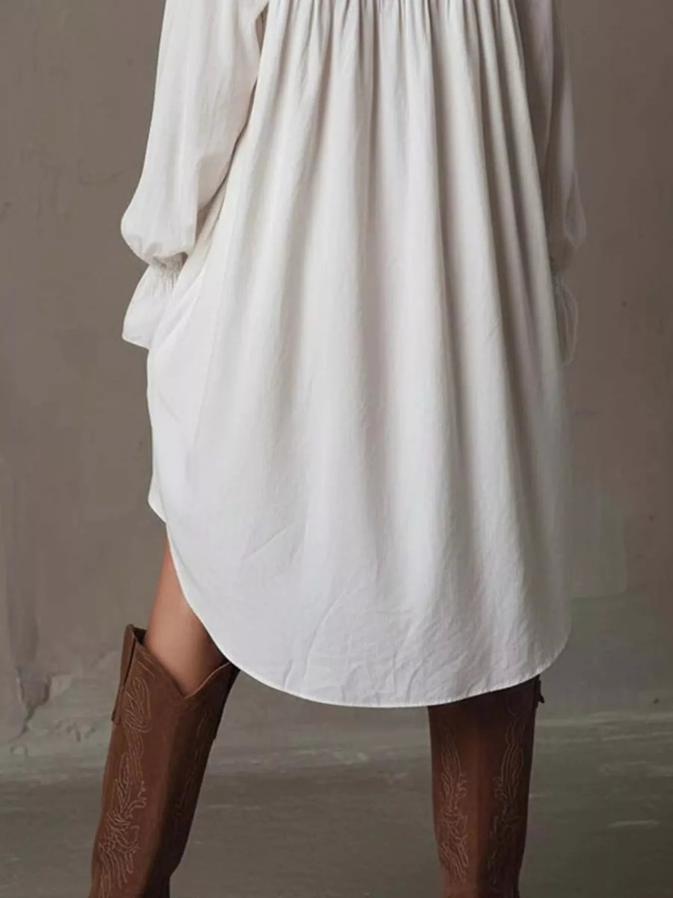Embroidered High-Low Shirt Dress