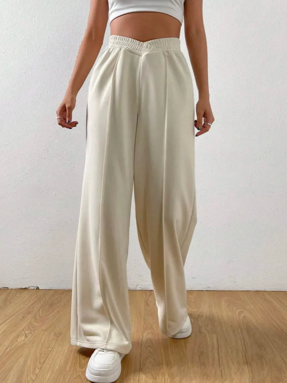 Pantalones de pernera ancha con cintura elástica