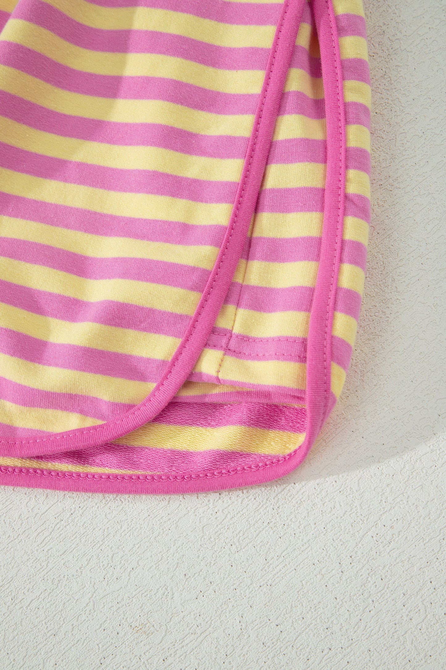 Pink Stripe Loose Short Sleeve Top and Skirt Set