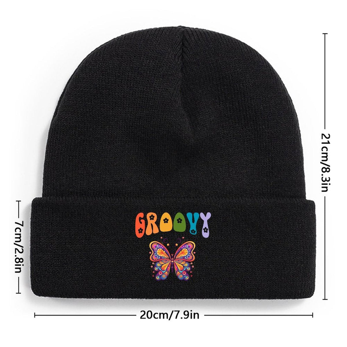 Groovy Butterfly Knit Warm Winter Hat Beanie (Made in USA)