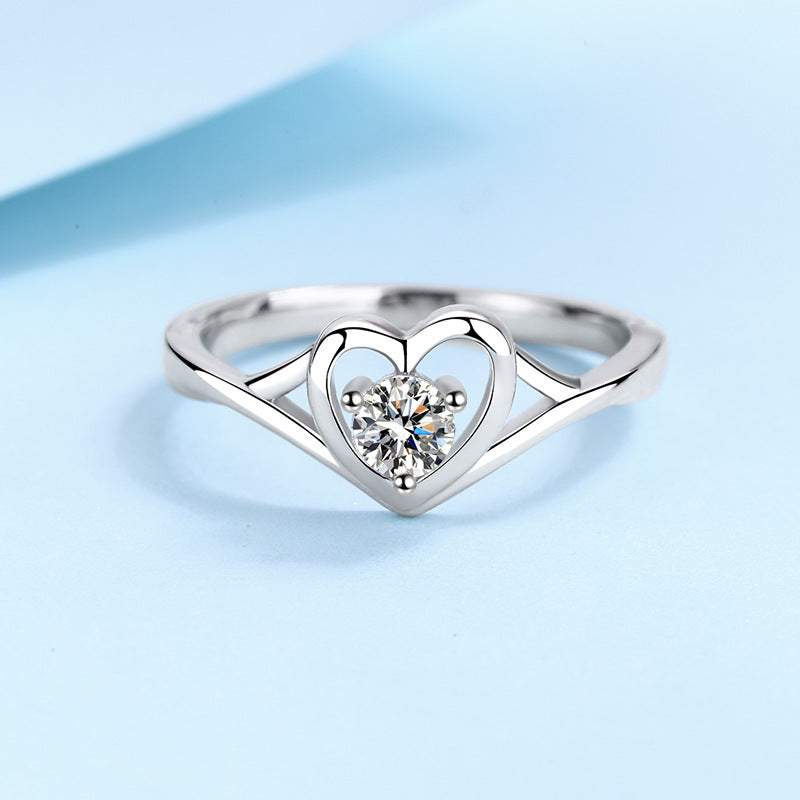 S925 Silver Ring Female Moissanite