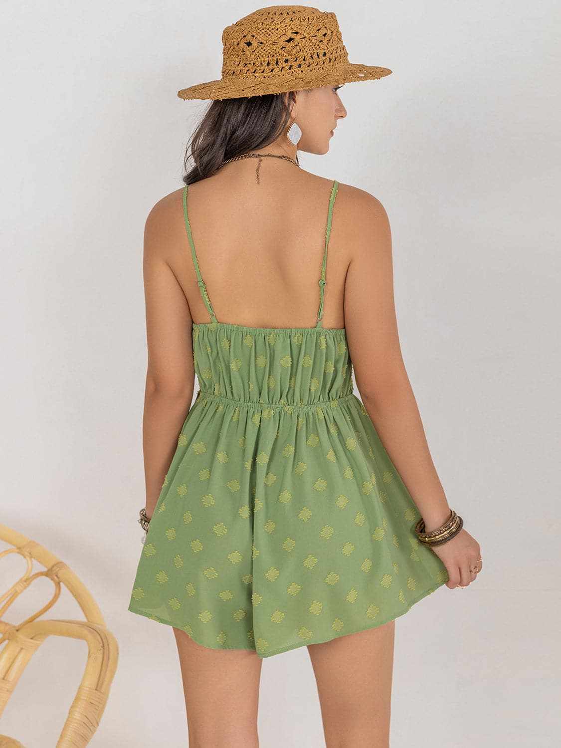 Trendsi Square Neck Playsuit With Adjustable Straps — Sheer Polyester