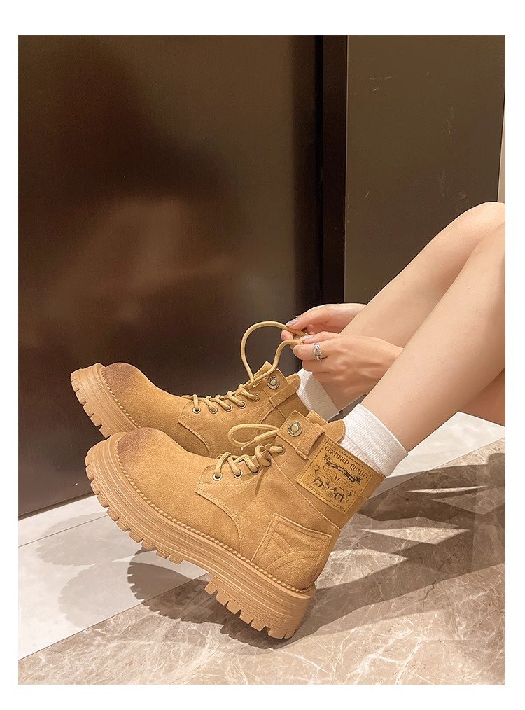Thick Soled And Height Increasing Martin Boots, Women's Casual Short Boots, Breathable And Versatile Martin Boots