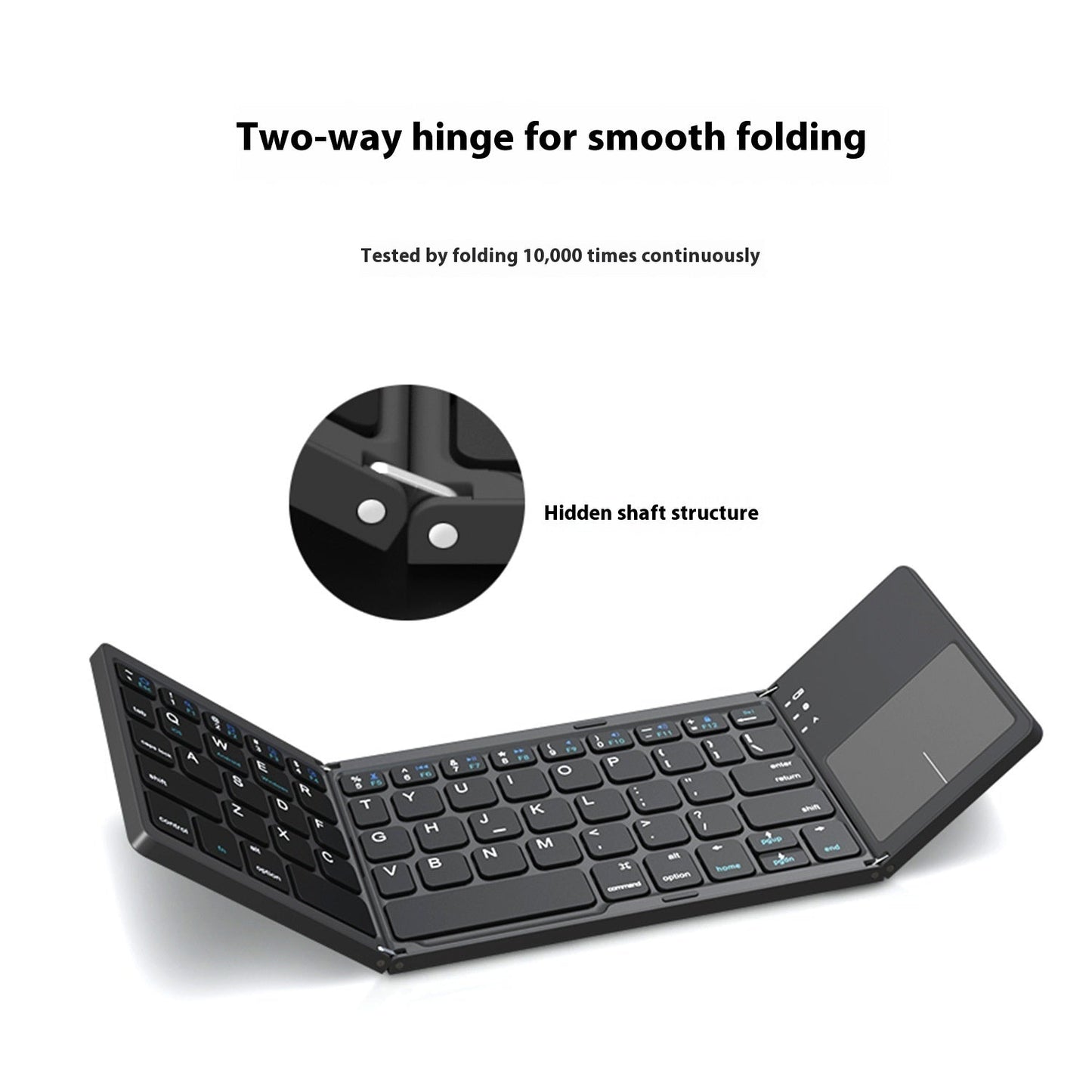 Mini Tri-fold Bluetooth Keyboard Portable Thin Touch