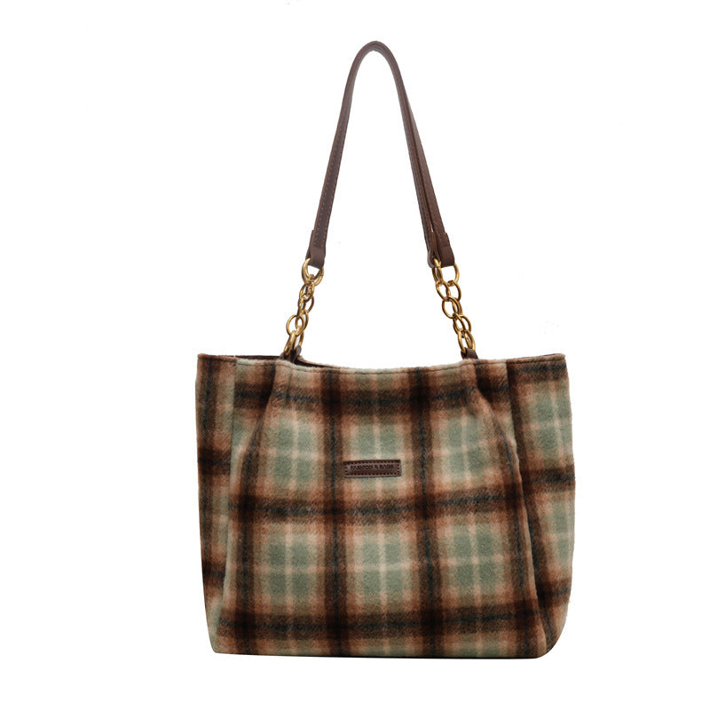 Women's Personality Plaid Tote Bag Crossbody Bag