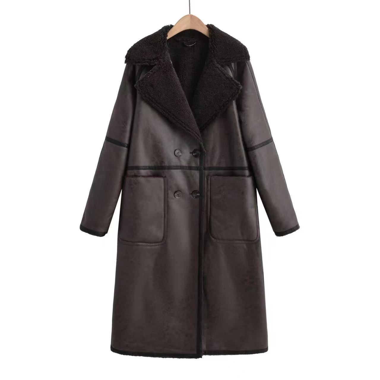 Gabardina de invierno cruzada con cinturón para mujer