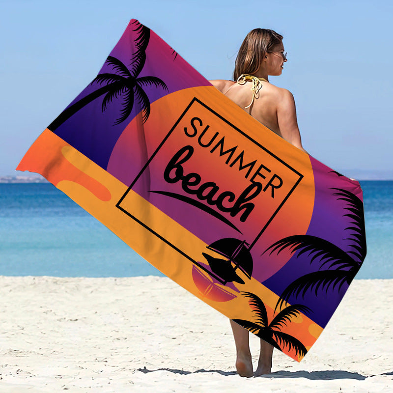 Printed Microfiber Quick-drying Beach Summer Sunscreen Shawl Double-sided Velvet Swimming Towel