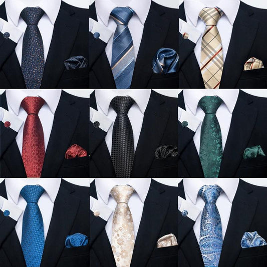 Juego de corbata, bufanda y gemelos de ropa formal de negocios creativa para hombre, todo a juego