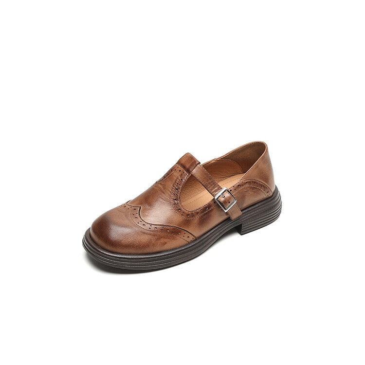 Women's British Style T-Strap Flats