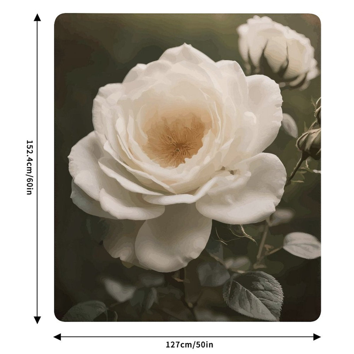 White Rose Sherpa Fleece Throw Blanket - 50"×60"