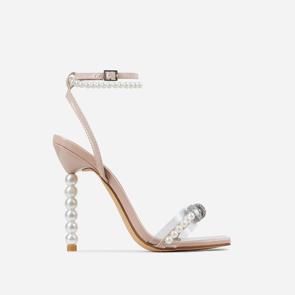 Women's Square-Toe Stiletto Heels with Rhinestone Bow and