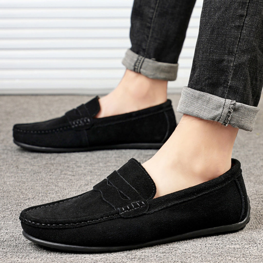 Men's Solid Color Suede Loafers