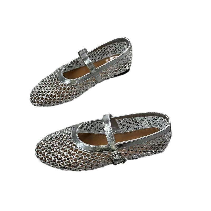 Mesh Buckle Ballet Shoes Women