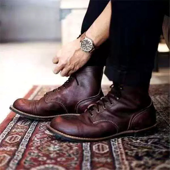 Front Strap Round-Toe Motorcycle Boots