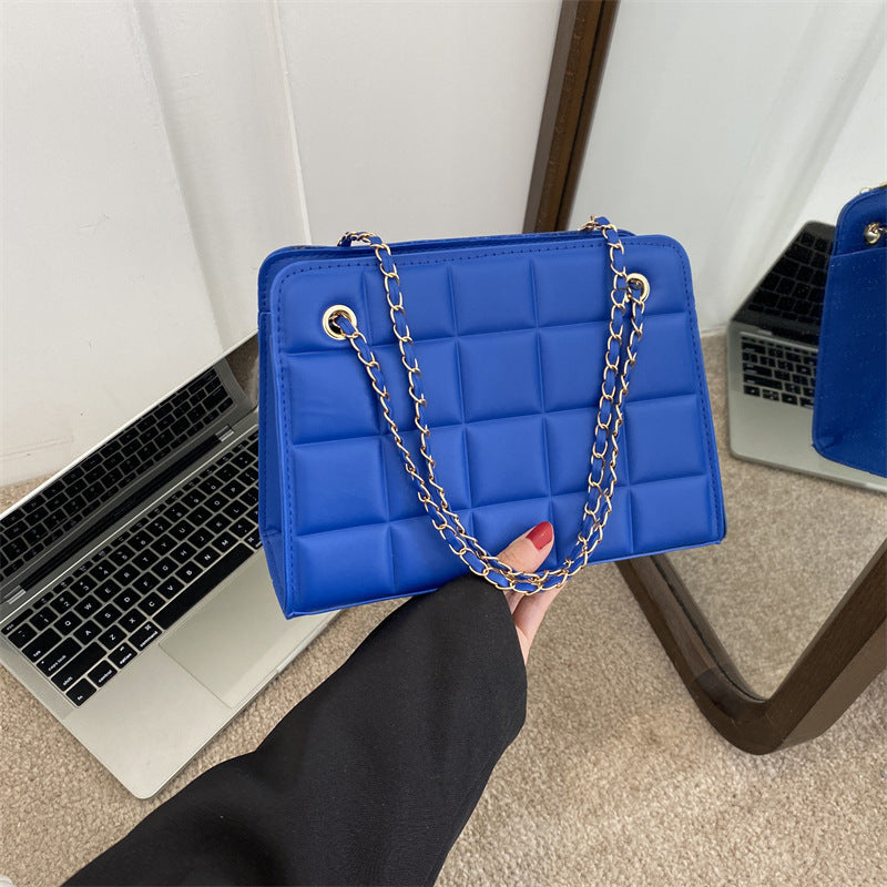 Plaid Bag Womens Small Diamond-Pattern Embroidered Grid Shoulder Bag