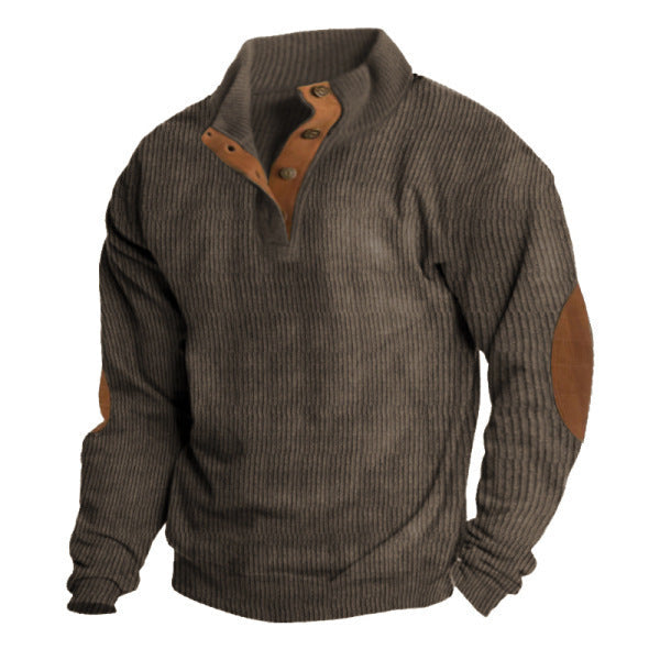 Autumn And Winter New Cross-Border Men's Outdoor Jacket Amazon Corduroy Casual Stand-Up Collar Long-Sleeved Sweatshirt In Stock