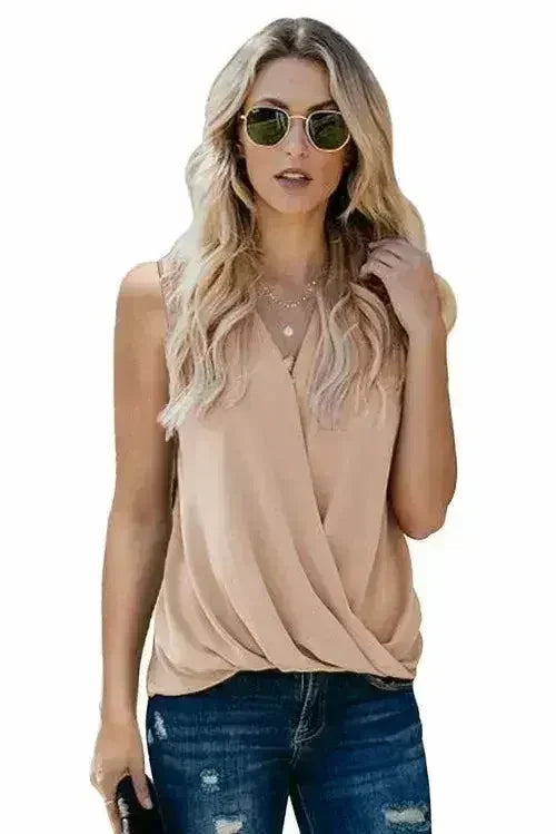 V Neck Draped Tank Top