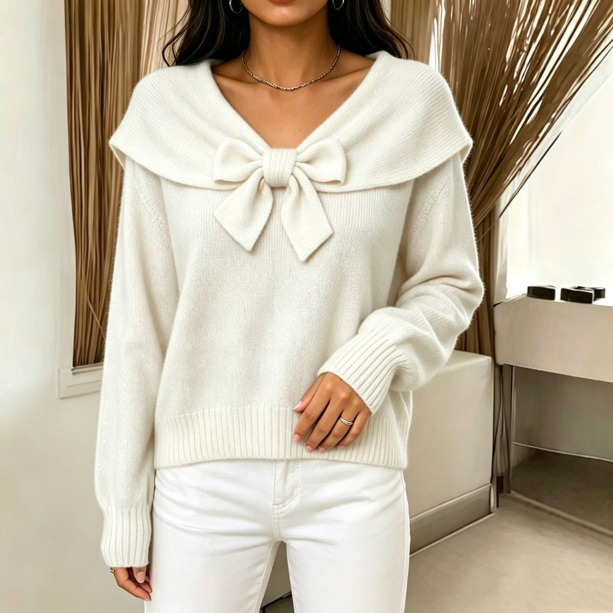 Knitted Bow-Knot Sweater For Women