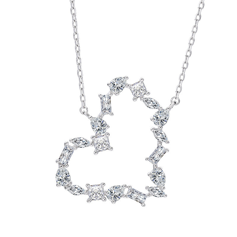 S925 Sterling Silver Zircon Heart Necklace