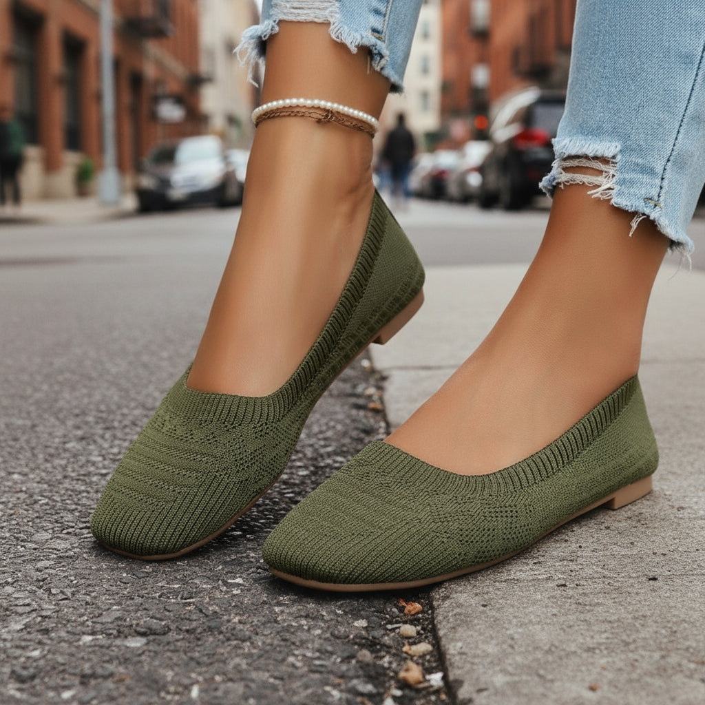 Zapatillas sin cordones de punto para mujer | Zapatillas transpirables de talla grande