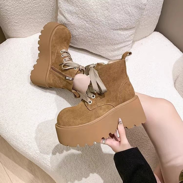 Botines de Mujer con Suela Gruesa y Cordones – Estilo Vintage