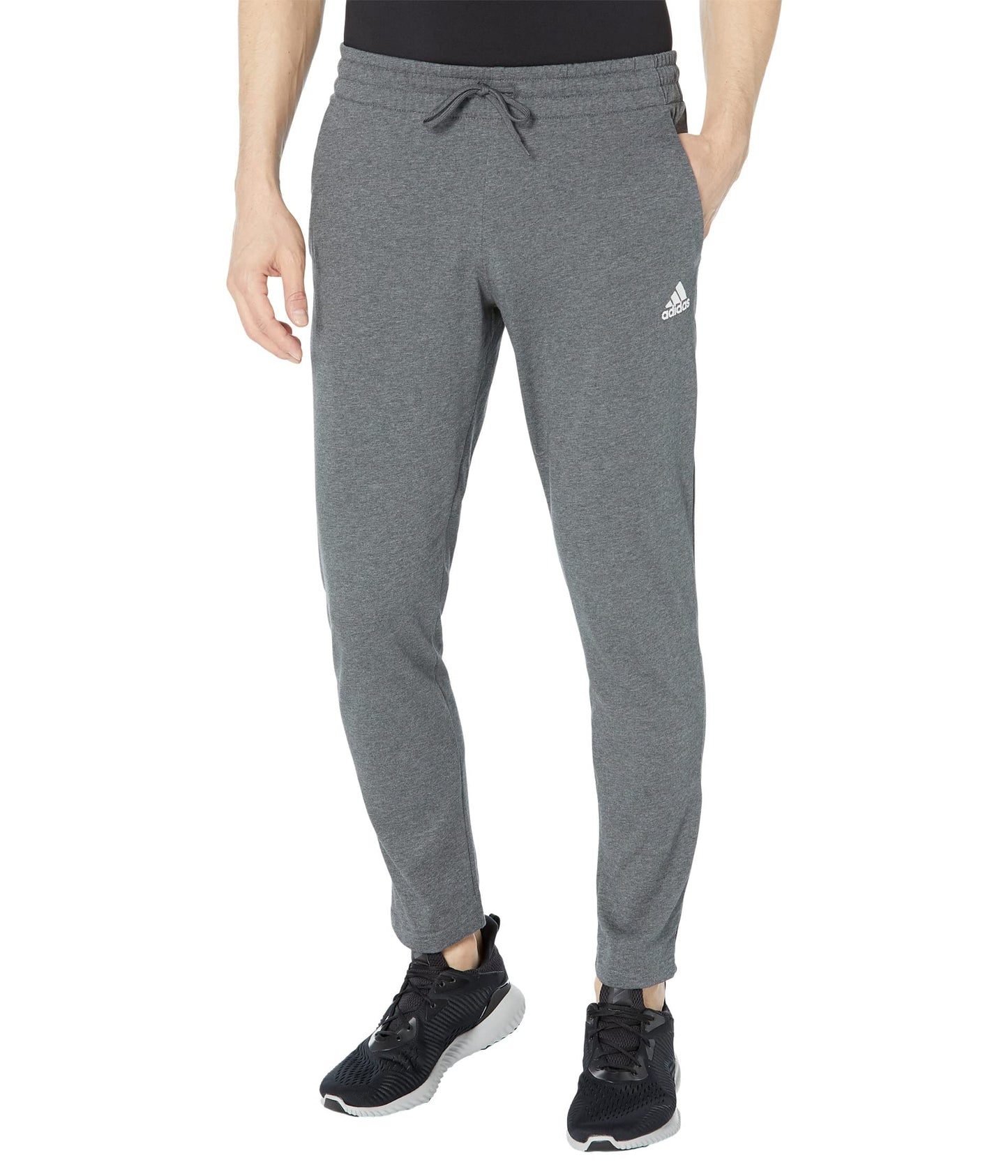 adidas Mens Size Essentials Single Jersey Tapered Open Hem Pants Dark Grey Heather 3X-Large/Tall