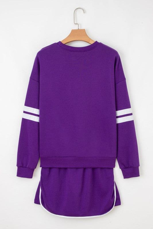 Conjunto de jersey y minifalda Varsity Stripe