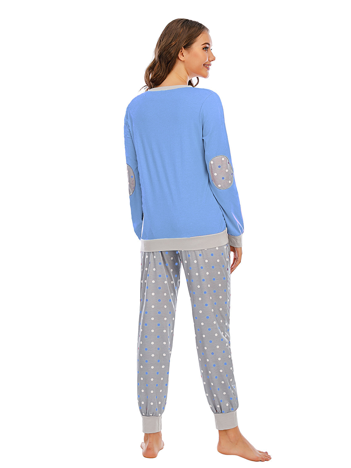 Conjunto de top de manga larga y pantalones de lunares