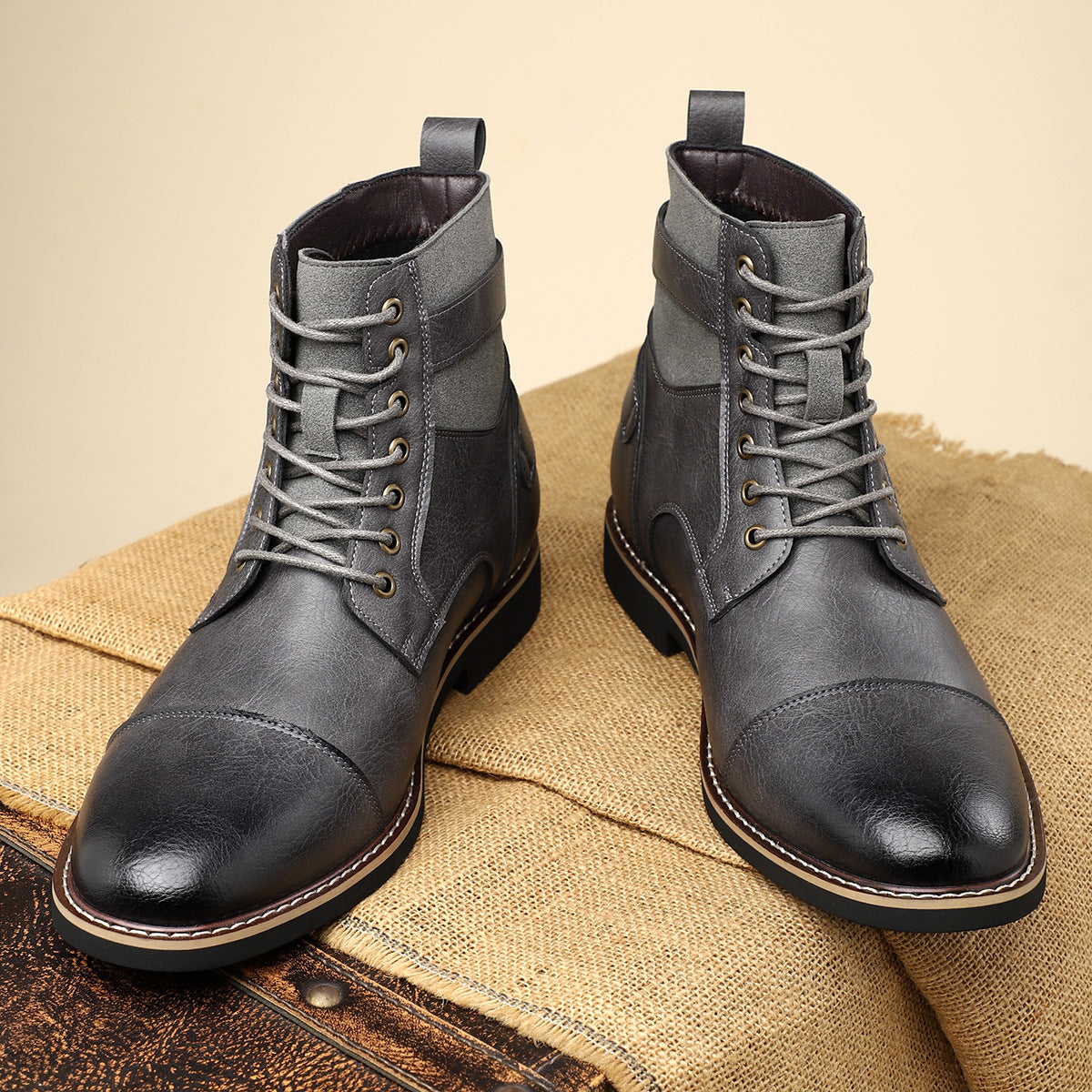 Men's Retro Mid-Top Pointed Casual Martin Boots
