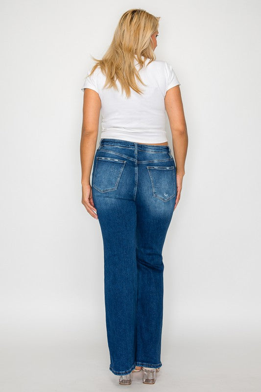 bytos Jeans Acampanados de Tiro Alto con Bolsillos