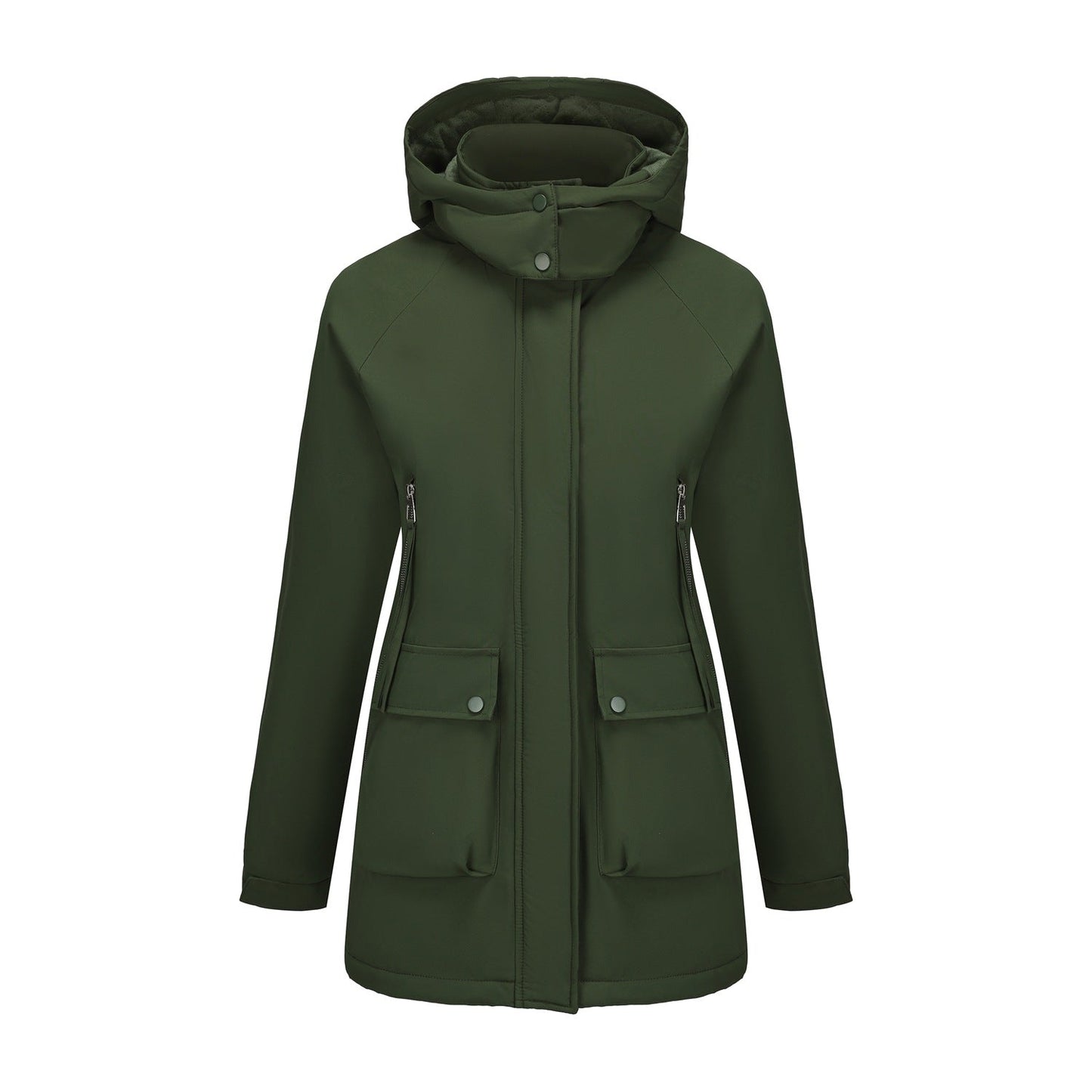 Parka Fleece Padded Coat Shell Jacket Waterproof Lady Fall Winter Coat