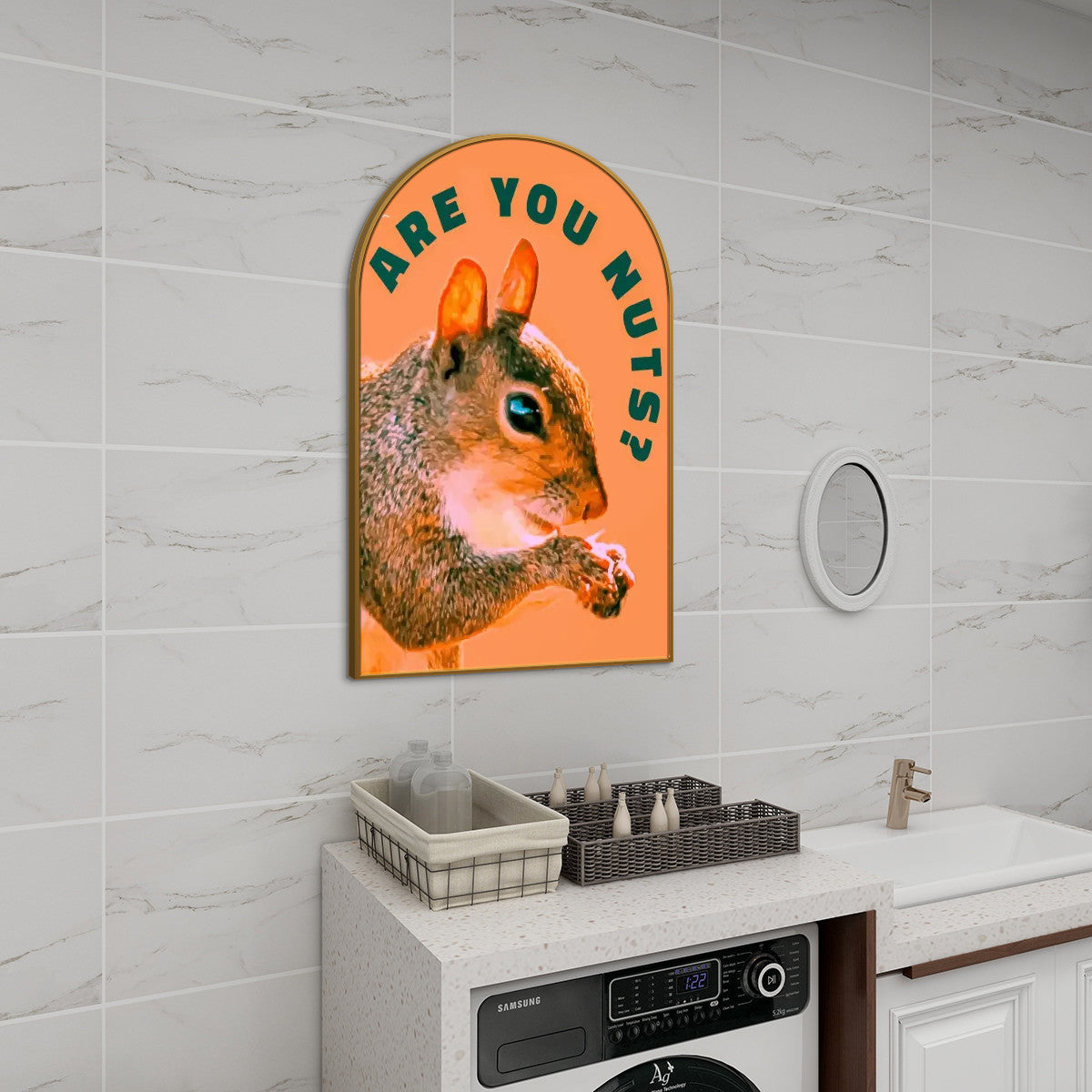Are You Nuts? Funny Squirrel Arched Canvas Print Wall Art | Made in USA