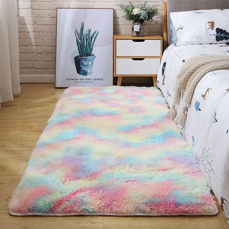 Silk-wool Carpet Bedroom Bedside Living Room Solid Color